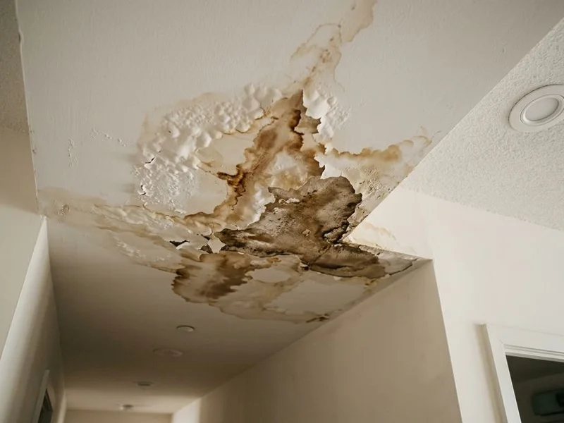 Before water damage drywall repair showing visible staining on condo ceiling in Toronto