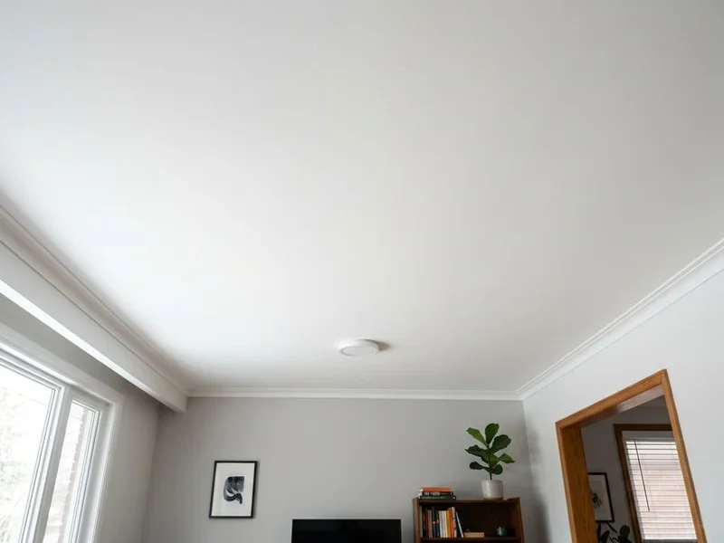 Smooth Level 4 finished ceiling after popcorn removal and drywall installation in Toronto home