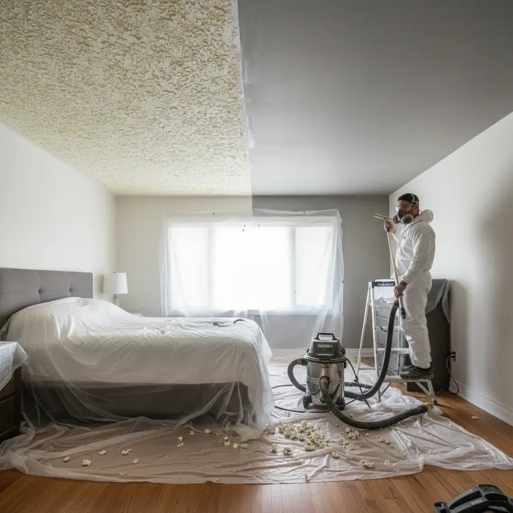 North York - Bedroom Popcorn Removal - Toronto Drywall Pro